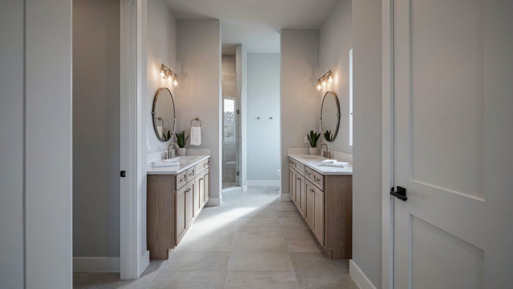 two single vanities side by side
