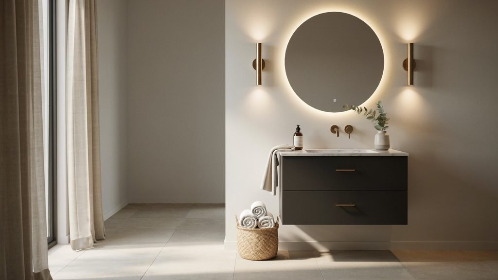 black vanity small bathroom
