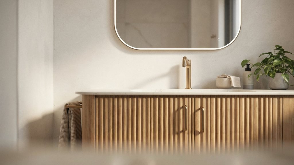Fluted bathroom vanity