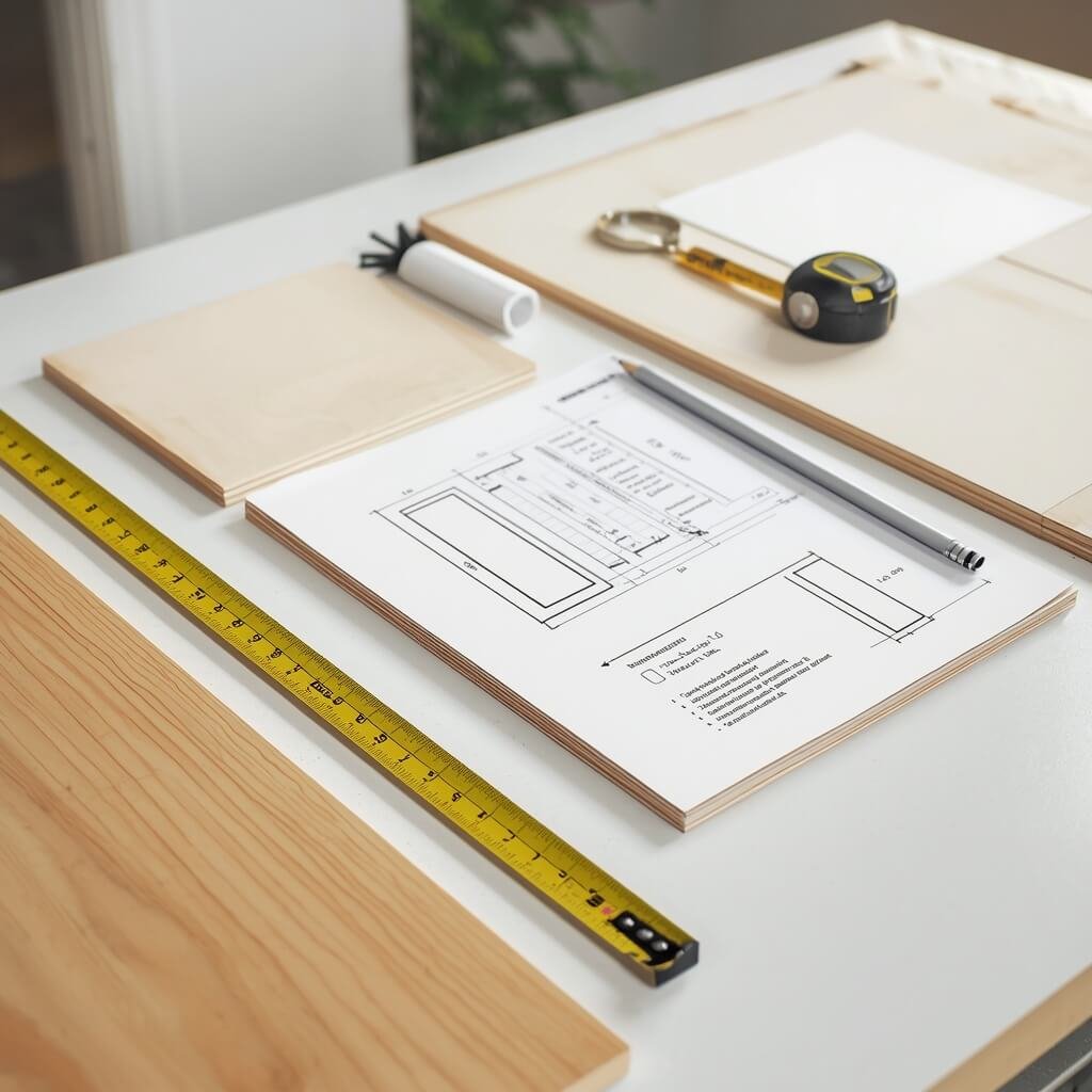 Measuring plywood panels for a custom bathroom vanity