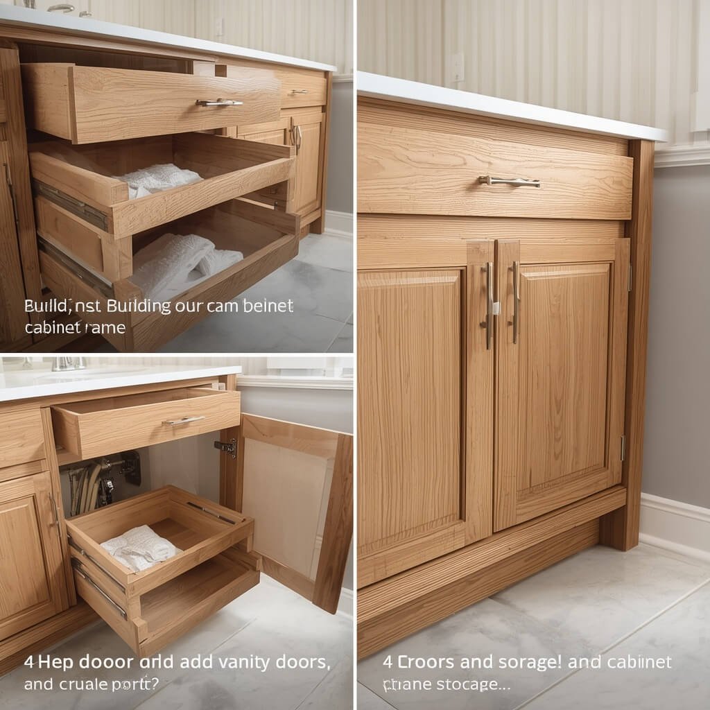 Custom bathroom vanity drawers and cabinet storage