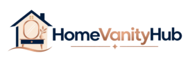 HomeVanityHub logo with a house and elegant vanity mirror.