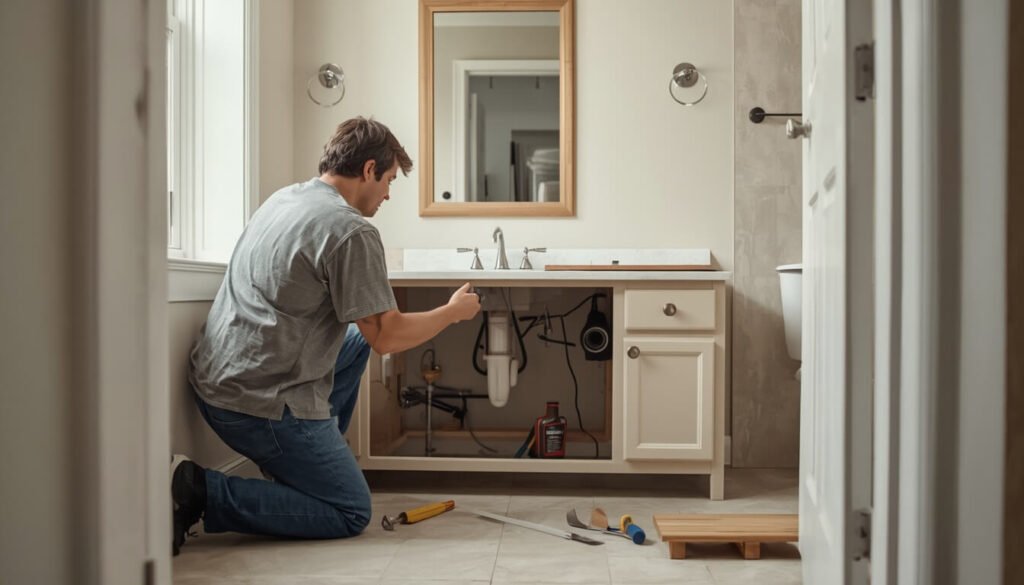 how to remove bathroom vanity